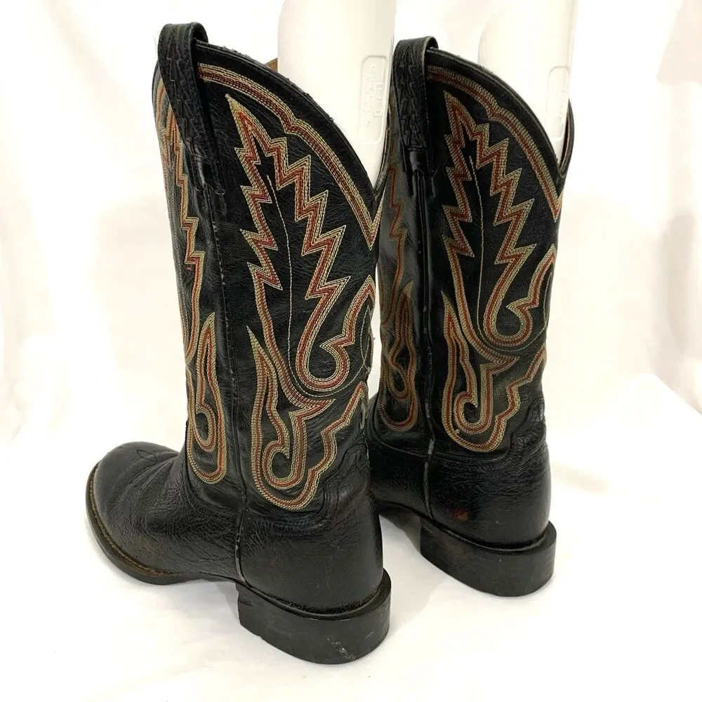Ariat  38605 Black Leather Boots Red/Gold Stitching Men’s Size 7.5 D